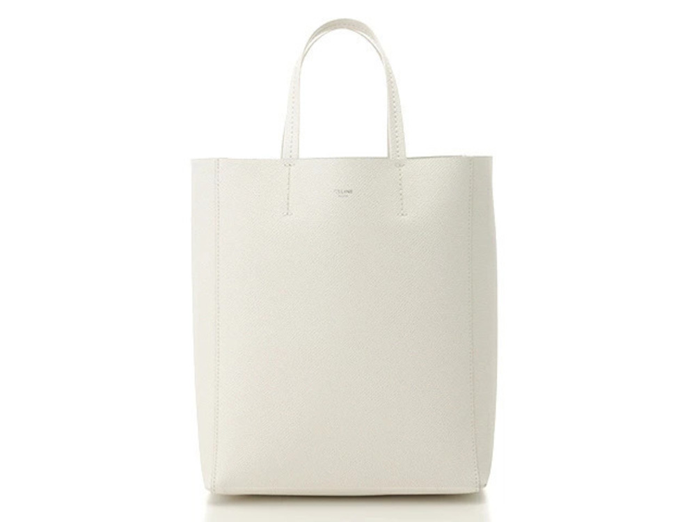 Celine Tote Bag Cabas Embossed Leather White